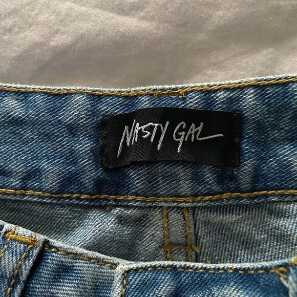 𝅺NWT Nasty Gal Too Blessed To Be Distressed Straight Leg Jeans Size 8 - Picture 9 of 11